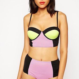 NWT ASOS Colorblock Bustier Bikini Set